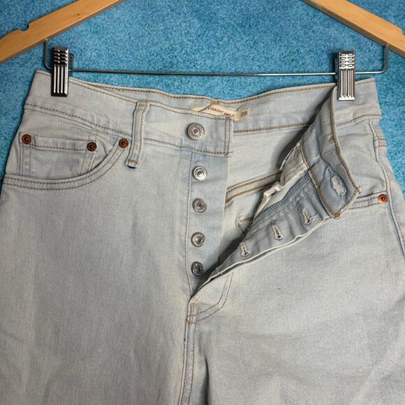 Levis Jeans Womens 28 Blue Denim Ribcage Straight Ankle Button Fly Size 28x27 - Picture 11 of 16
